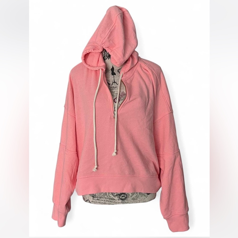 Aerie Pastel Pink Half Zip Hoodie Large | Cozy Lounge Sweatshirt NWT